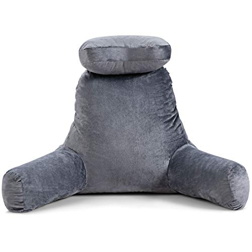 COSTWAY Almohada de Lectura Soporte de Cuello Extraíble Cojín con Brazos Almohada de Apoyo Lumbar para Relajado Leer