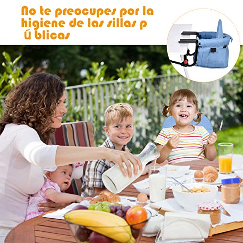 COSTWAY Asiento de Mesa para Bebé Silla Alta con Clip de Fijación para Viaje Hogar y Restaurante Azul