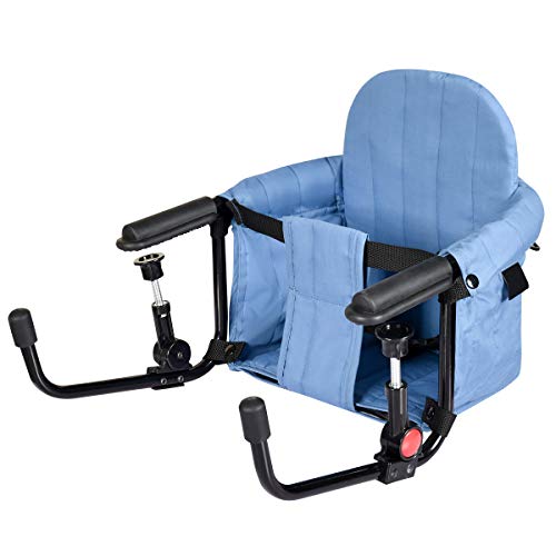 COSTWAY Asiento de Mesa para Bebé Silla Alta con Clip de Fijación para Viaje Hogar y Restaurante Azul