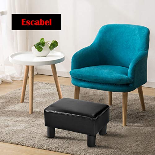 COSTWAY Taburete Reposapiés Tapizado de PU 40 x 30 x 24cm Escabel para Sofá Cama Banco para Zapato Pasillo Asiento (Negro)