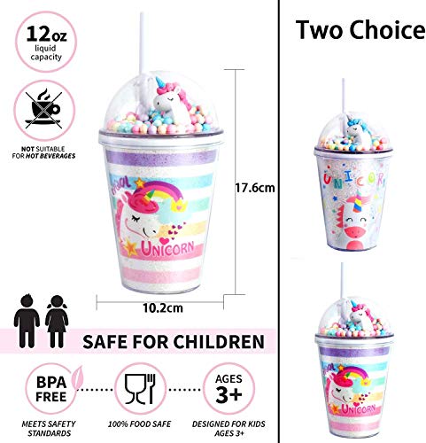 COZYSENSE Vaso con Pajita, Vasos con Tapa y pajitas, Botella de Agua con Pajita, Taza de café Helado, Taza de plástico Reutilizable para Adultos o niños, 380 ml (Arco Iris)