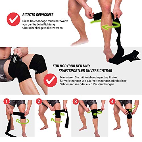 C.P. Sports - Rodillera de 150 cm para Entrenamiento con Pesos Altos y Sentadillas, elástica y Resistente, para Fitness, Levantamiento de Pesas, Press de banca, Color Negro