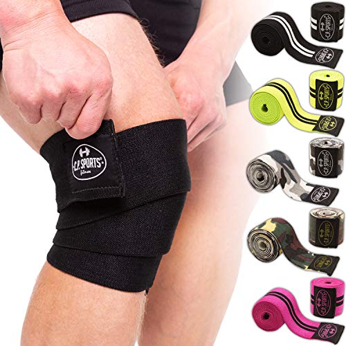 C.P. Sports - Rodillera de 150 cm para Entrenamiento con Pesos Altos y Sentadillas, elástica y Resistente, para Fitness, Levantamiento de Pesas, Press de banca, Color Negro