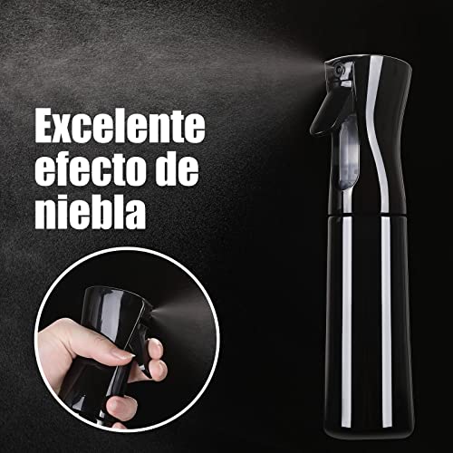 Creamify Pulverizador Agua Peluqueria-300ml Frascos de Spray,Niebla Pulverizador Continuo Pulverizador ,Botella Spray Niebla Fina,para Cabello,Plantas, Solución de Limpieza(Negro)