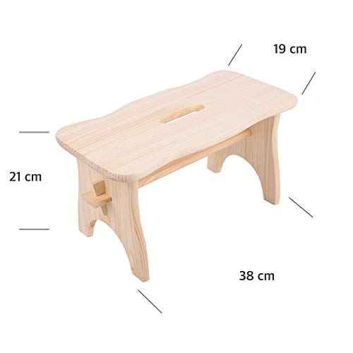 Creative DECO Taburete Madera Bajo Banco | 39 x 18 x 21 cm | Pequeña Silla Reposapiés Banqueta Asiento Escalera de Cocina Baño para Niños y Adultos | Madera de Pino para Decorar y Decoupage