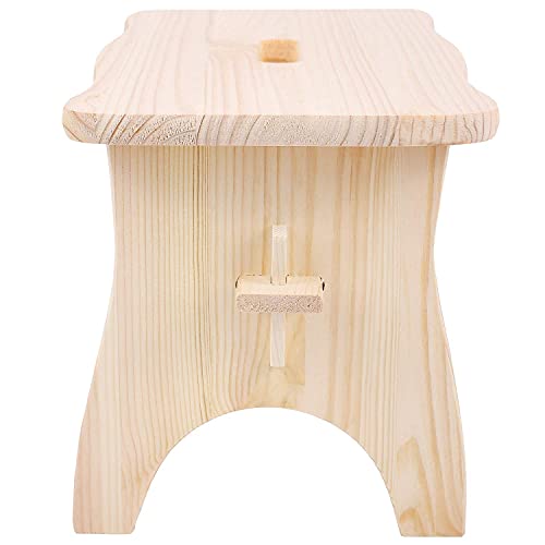 Creative DECO Taburete Madera Bajo Banco | 39 x 18 x 21 cm | Pequeña Silla Reposapiés Banqueta Asiento Escalera de Cocina Baño para Niños y Adultos | Madera de Pino para Decorar y Decoupage