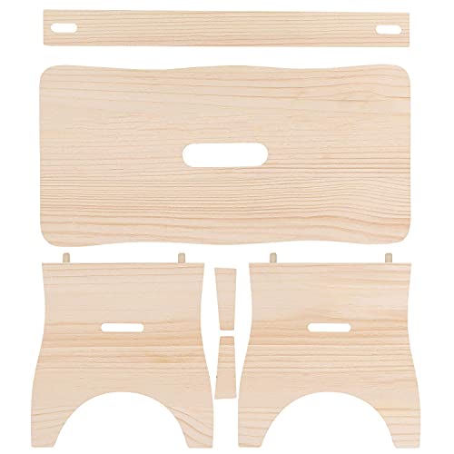 Creative DECO Taburete Madera Bajo Banco | 39 x 18 x 21 cm | Pequeña Silla Reposapiés Banqueta Asiento Escalera de Cocina Baño para Niños y Adultos | Madera de Pino para Decorar y Decoupage