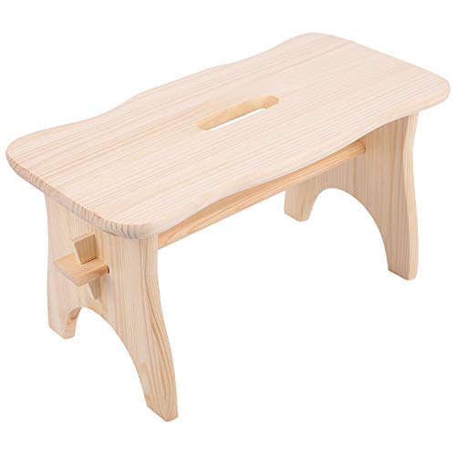 Creative DECO Taburete Madera Bajo Banco | 39 x 18 x 21 cm | Pequeña Silla Reposapiés Banqueta Asiento Escalera de Cocina Baño para Niños y Adultos | Madera de Pino para Decorar y Decoupage