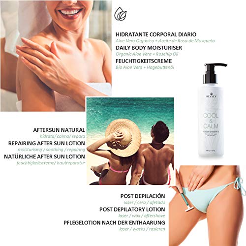 Crema Corporal de Aloe Vera con Aceite de Rosa de Mosqueta - Hidratante/Aftersun/Post Depilación - Refrescante/Calmante/Antiinflamatoria - Crema ligera/Gel - COOL&CALM de Beysey 200ml