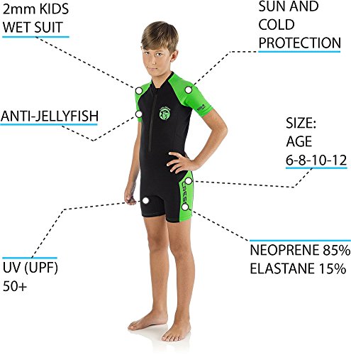 Cressi DG003507, Traje de Neopreno Infantil, Negro/Lime, 3/4 Años