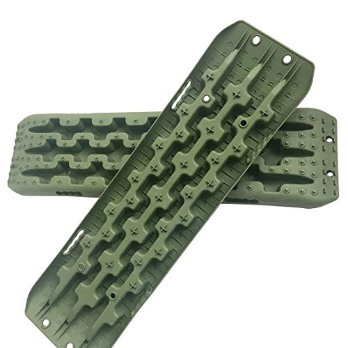 CStern Tablero de recuperación Almohadilla Placa Antideslizante Alfombrillas de tracción de recuperación 2 Pcs Verde para Llantas del vehículo Todoterreno para Hielo, Barro, Arena, Nieve