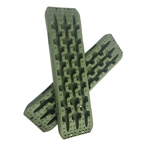 CStern Tablero de recuperación Almohadilla Placa Antideslizante Alfombrillas de tracción de recuperación 2 Pcs Verde para Llantas del vehículo Todoterreno para Hielo, Barro, Arena, Nieve