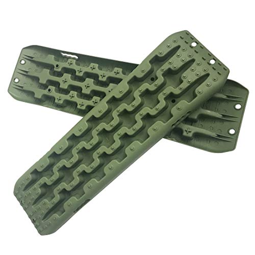 CStern Tablero de recuperación Almohadilla Placa Antideslizante Alfombrillas de tracción de recuperación 2 Pcs Verde para Llantas del vehículo Todoterreno para Hielo, Barro, Arena, Nieve