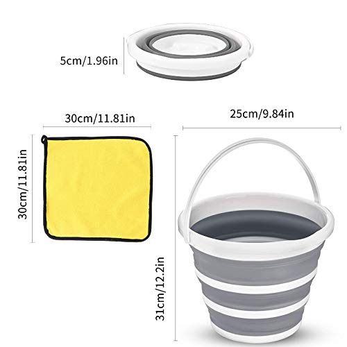 Cubo plegable que ahorra espacio, cubo de plástico de silicona redondo plegable resistente de 10 litros con asa, adecuado para cocina, exterior, camping, senderismo