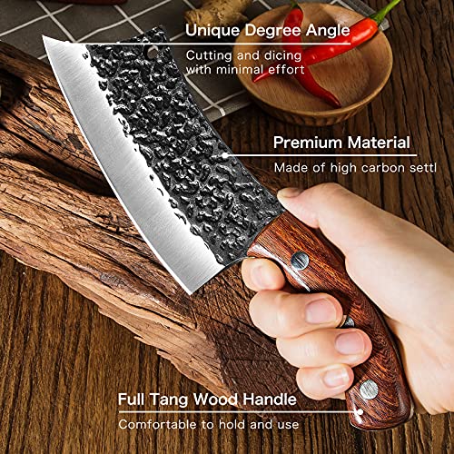 Cuchillo de cocina para todos los propósitos, cuchillo profesional forjado a mano, cuchillo universal, cuchillo picador, cuchillo de cocina estilo damasco, cuchillo de cocina, mango de madera