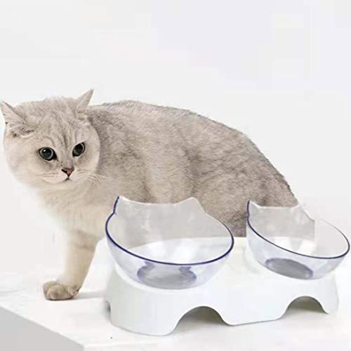 Cuencos de gato Doble antideslizante Multi-propósito Bowl con soporte elevado 15 grados inclinados alimentadores de alimentos para mascotas