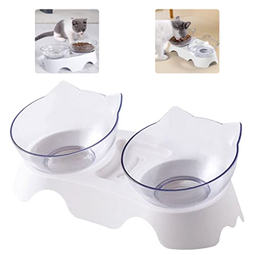 Cuencos de gato Doble antideslizante Multi-propósito Bowl con soporte elevado 15 grados inclinados alimentadores de alimentos para mascotas