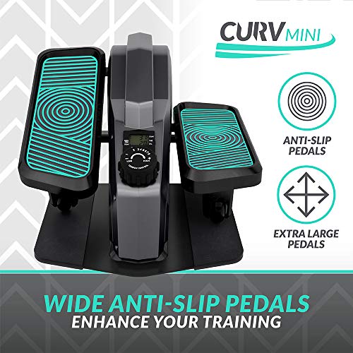 Curv Mini de Bluefin Fitness | Bicicleta Elíptica de Oficina para Entrenar Sentado | Resistencia Regulable | Rueda Motora Silenciosa | Pantalla LCD | Bluetooth | App FitShow para tu Fitness en Casa