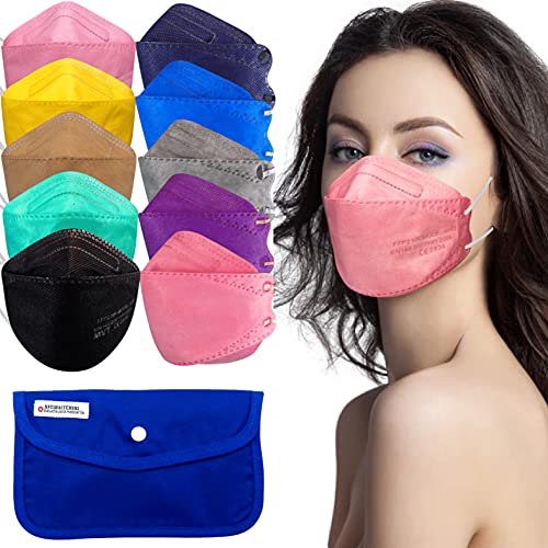 Cussi - 20x Mascarilla Protectora FFP2 NR Adulto 5 capas Colores Variados (forma de Pez) + Mask Case color aleatorio (20)