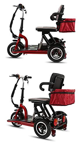 CYGGL Scooter de Movilidad de Triciclo eléctrico para Adultos Ancianos Plegables y discapacitados Silla de Ruedas eléctrica portátil Triciclo eléctrico de Tres Ruedas Carga 120 kg