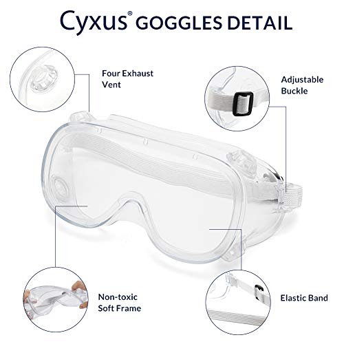 Cyxus Gafas de Seguridad, Gafas de Seguridad Antiniebla con Válvula Respiratoria para Protección Ocular