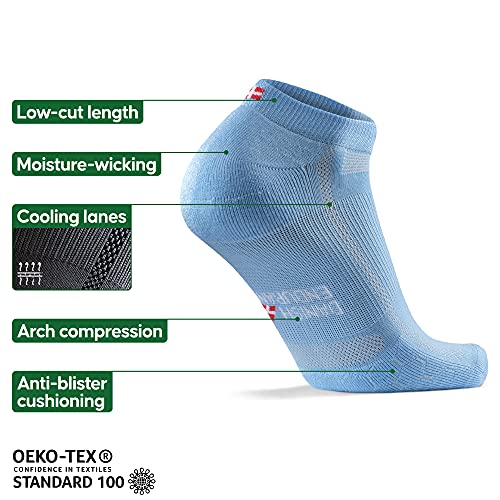 DANISH ENDURANCE Long Distance Low-Cut Running Socks for Men & Women (Azul Claro, 43-47)