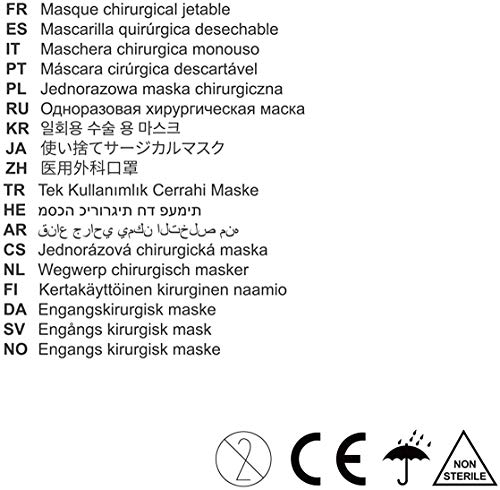 DBDDZD (50 unidades / caja) Mascarillas quirúrgicas, mascarillas quirúrgicas conforme a EN 14683 Tipo IIR