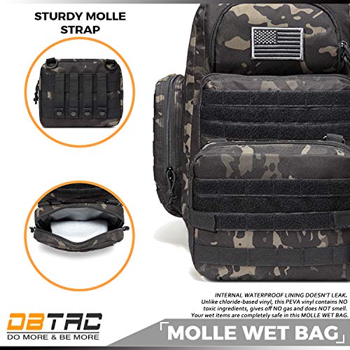 DBTAC Bolso para pañales para papá, bolso grande para pañales para niños, con cambiador, aislado, bolsillos para toallitas húmedas, correas para cochecito, Negro camuflaje., L