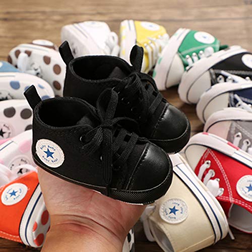 DEBAIJIA Bebé Primeros Pasos Zapatos de Lona 0-6M Niños Alpargata Suave Antideslizante Ligero Slip-on 17 EU Negro Oscuro (Tamaño Etiqueta-1)