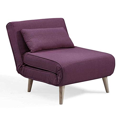 DecoInParis Tonka - Sillón cama, de tejido (Morado)