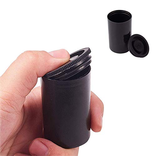 DELSEN 20 Piezas botes de película de plástico negro de calibre 35 mm, para actividades científicas, almacenamiento pequeño y geocaching pequeños accesorios