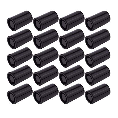 DELSEN 20 Piezas botes de película de plástico negro de calibre 35 mm, para actividades científicas, almacenamiento pequeño y geocaching pequeños accesorios