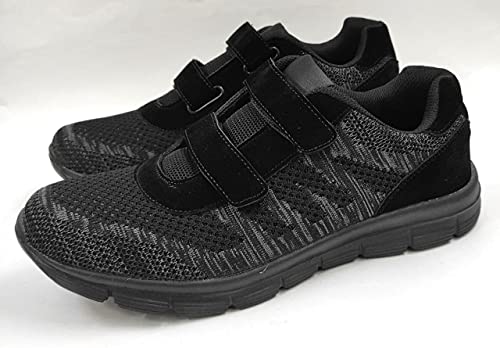 Deportivo Hombre Clasico y Confortable con Velcro | Zapatillas Hombre Pies Delicados Tejido y Plantilla Memory (Negro, Numeric_41)