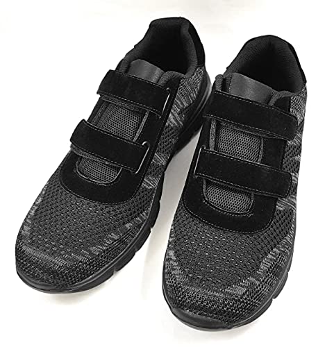 Deportivo Hombre Clasico y Confortable con Velcro | Zapatillas Hombre Pies Delicados Tejido y Plantilla Memory (Negro, Numeric_41)