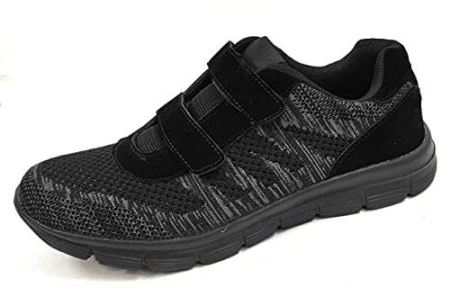 Deportivo Hombre Clasico y Confortable con Velcro | Zapatillas Hombre Pies Delicados Tejido y Plantilla Memory (Negro, Numeric_41)