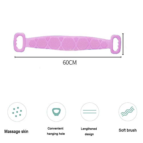 Depurador De Silicona Para Baño, Limpieza De Espalda Masaje Exfoliante Toalla De Baño Cepillo De Esponja De Melón Dispositivo De Fregado,cepillo De Baño Para Mujeres Y Hombres ​(60cm Rosado)