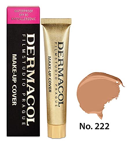 Dermacol DC Base Makeup Cover Total | Maquillaje Corrector Waterproof SPF 30 | Cubre Tatuajes, Cicatrices, Acné, Imperfecciones, Manchas en la Piel de la Cara y Cuerpo | Liquido - Mate Natural - 30g (222)