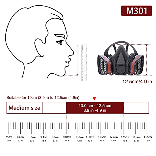 Desconocido M301 Facial Cubierta, 2 x Caja de Filtro, 4 x Esponja de Filtro, para Pintura en Aerosol, Proyecto de Reforma, Carpintería, Laboratorio, a Prueba de Polvo