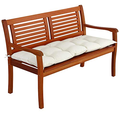 Detex Cojín para Banco de jardín Crema 110x45x8cm Almohadilla para sillón Doble Viscoelástico Hidrófugo