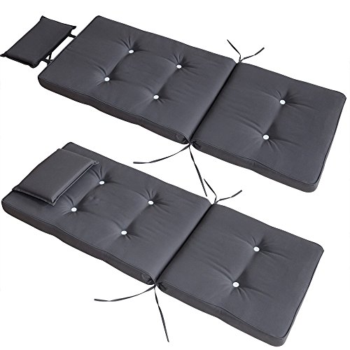 Detex Juego de 2 Cojines para sillas con Respaldo Antracita Almohadilla de Asiento con Almohada 118x45x7cm