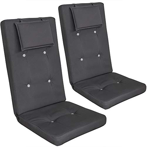 Detex Juego de 2 Cojines para sillas con Respaldo Antracita Almohadilla de Asiento con Almohada 118x45x7cm