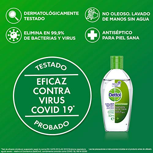 Dettol - Gel hidroalcoholico higienizante de manos - 50 ml x 6