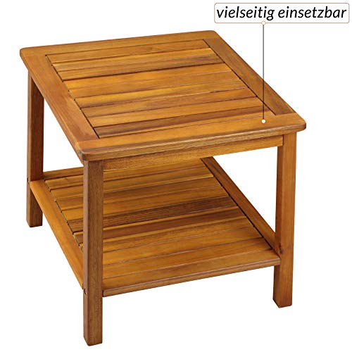 Deuba Mesa Auxiliar aceitada Mesa de Centro de Madera de Acacia mesita de jardín salón 45x45x45 cm Mesa de café de Patio