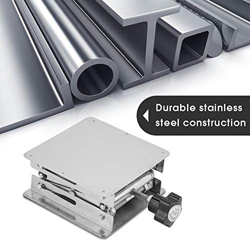 Dewin Mesa Elevadora,Elevador de Mesa con Piston Plataforma de Elevación de Acero Inoxidable Soporte de Elevación de Laboratorio Estante de Tijera (100 * 100 mm)