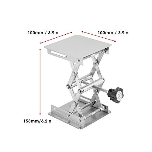 Dewin Mesa Elevadora,Elevador de Mesa con Piston Plataforma de Elevación de Acero Inoxidable Soporte de Elevación de Laboratorio Estante de Tijera (100 * 100 mm)