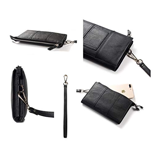 DFV mobile - Genuine Leather Case Handbag for LEECO X850 LE MAX 3 - Black