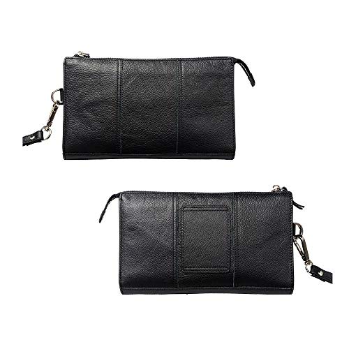 DFV mobile - Genuine Leather Case Handbag for LEECO X850 LE MAX 3 - Black