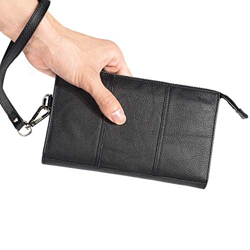 DFV mobile - Genuine Leather Case Handbag for LEECO X850 LE MAX 3 - Black