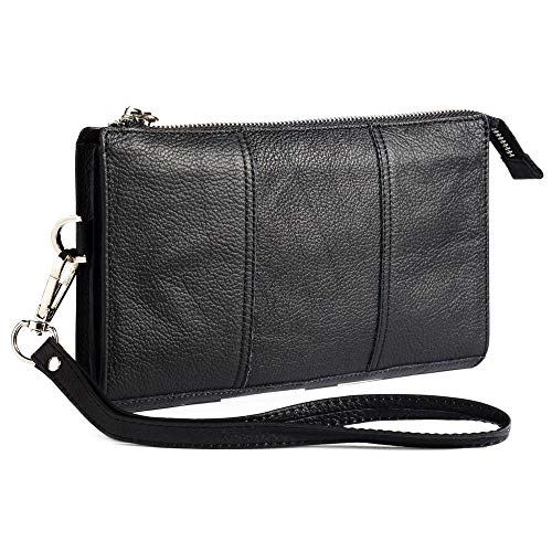 DFV mobile - Genuine Leather Case Handbag for LEECO X850 LE MAX 3 - Black