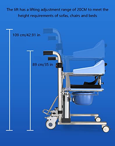 DGHSMJ Silla con Inodoro de Transferencia, cinturón de Seguridad hidráulico for el hogar, Plato de Cena, Silla de Ruedas Manual, Ruedas de Bloqueo for Pacientes sentados, Silla de Ducha sentada